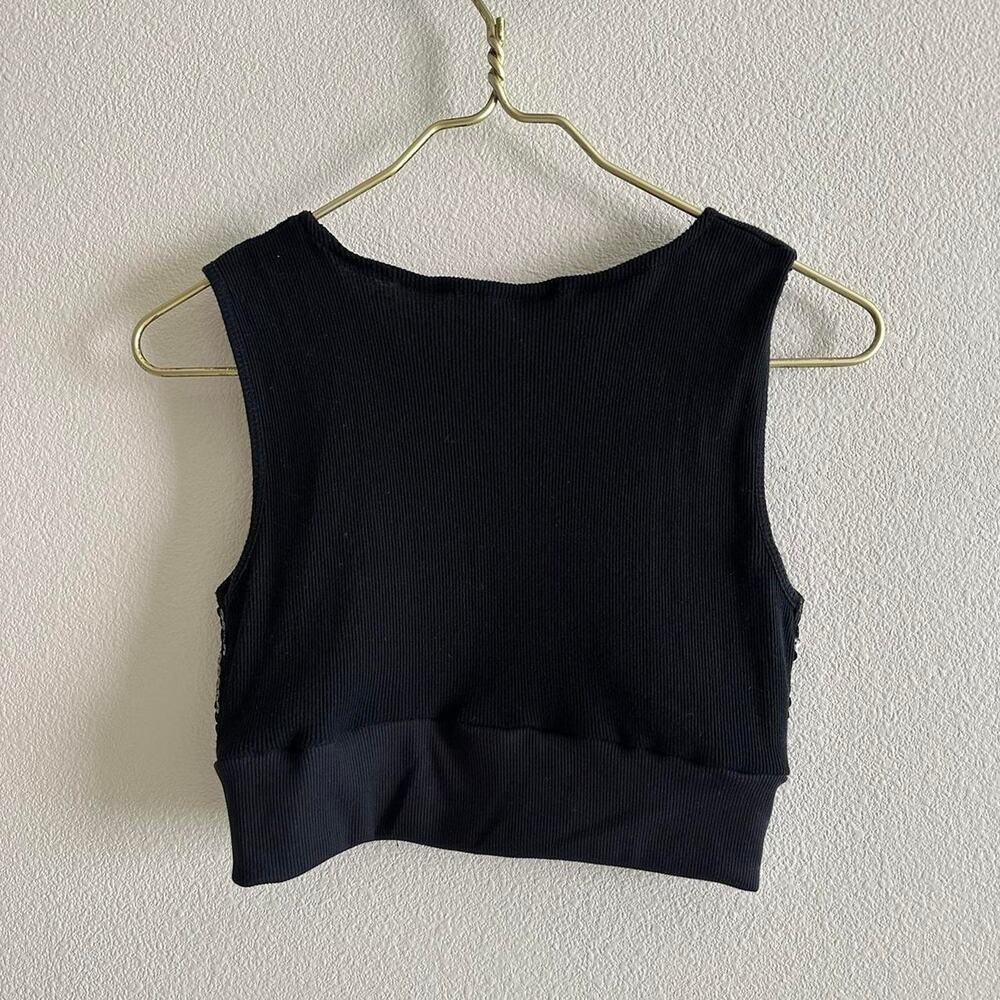 handmade black embellished sequin rib tank top - Picture 6 of 8
